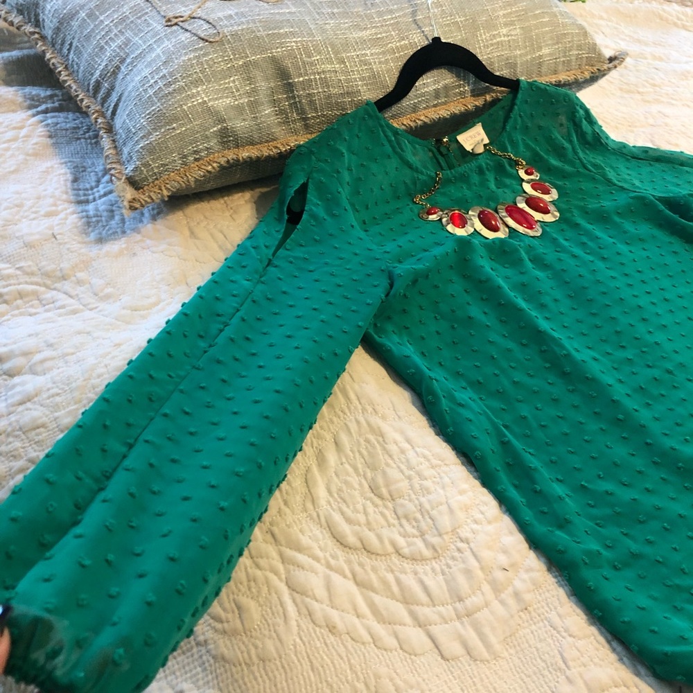 Green long sleeve blouse. J. Crew
